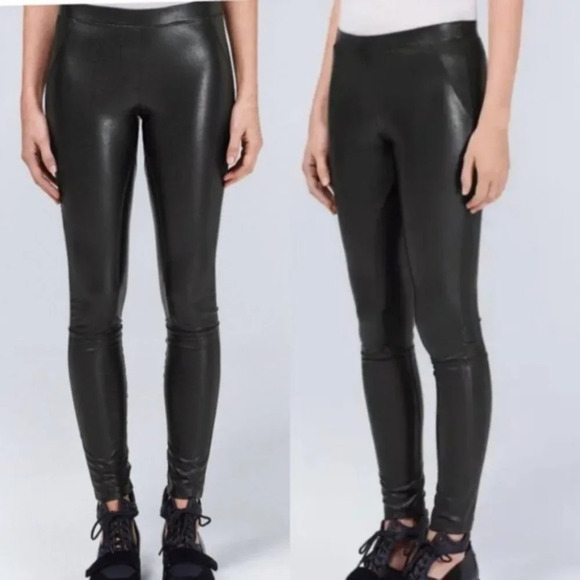 Aritzia Wilfred Rebelle Legging Pant Panelled Faux Leather Skinny Leg Black XS - Picture 3 of 16